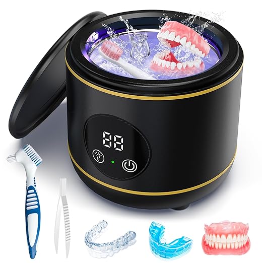 BlueFire Ultrasonic Retainer Cleaner for Dentures, Mouth Guard, Night Guard, Jewelry, 45kHz Professional Dental Ultrasonic Cleaner, Portable Ultrasonic Retainer Cleaner for Home Travel