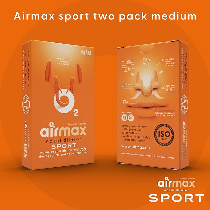 Airmax Unisex Sport Nasal Dilators Two-Pack - Easy, Safe, and Comfortable Breathing Aid - Improves Airflow - Transparent - Medium