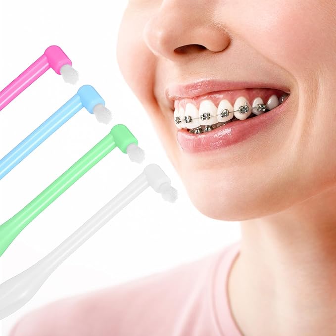 8 Pcs End Tuft Toothbrush Multicolor Ultra Soft Gum Brushes Soft Bristles Angled Toothbrush for Braces Retainers Back Teeth and Wisdom Teeth Detail Cleaning Hard-to-Reach Areas