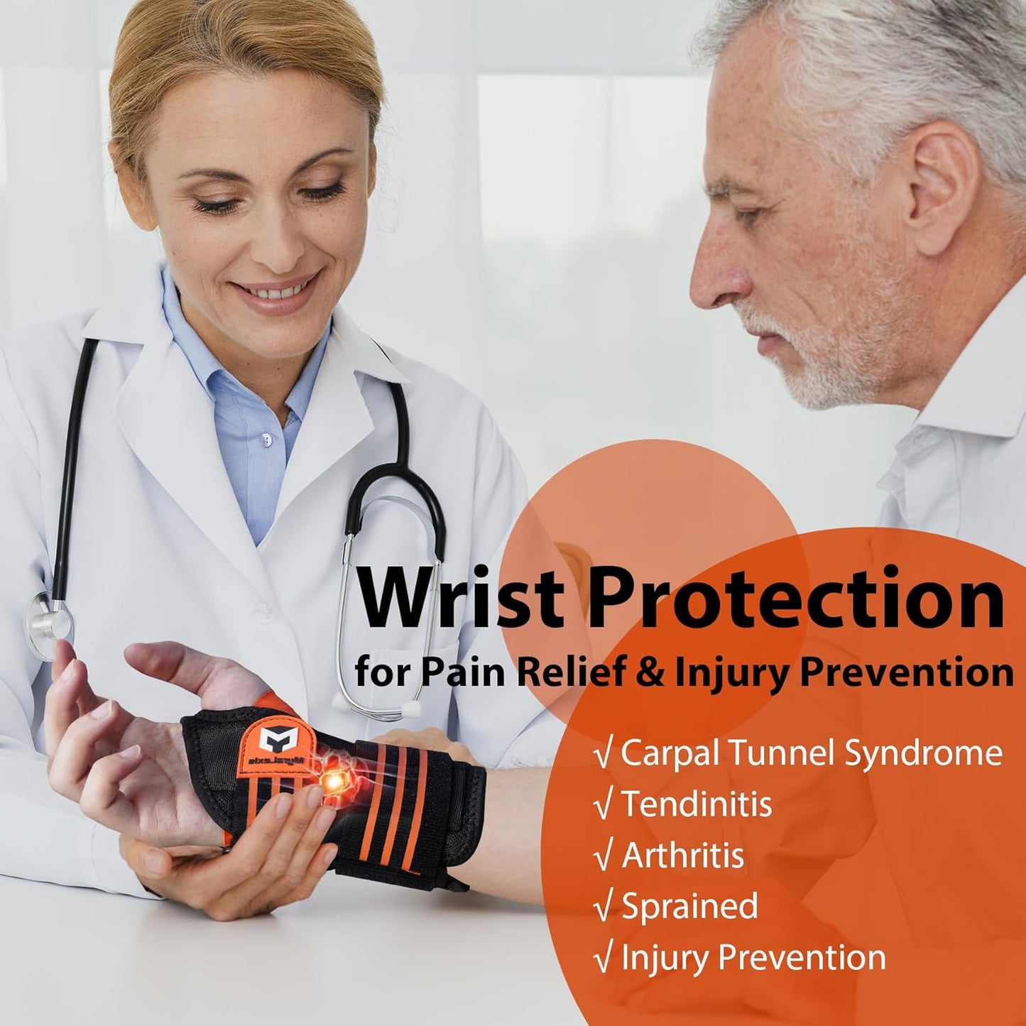 2 Pack Hand & Wrist Brace for Carpal Tunnel, Tendonitis, Arthritis Pain Relief, Night Support Wrist Splint with Adjustable Straps & Metal Stabilizer, Left & Right Hand for Men/Women, Size: S(5-6")