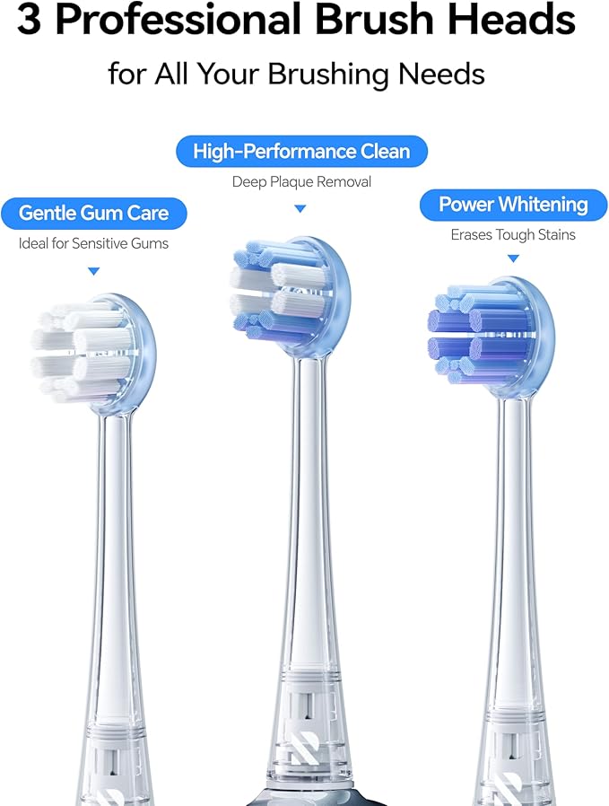 RANVOO AirJet II Original Replacement Head, Upgraded Jet Clean, 100% Plaque Removal, Conada Certified, White for Adult Protect Gum Orthodontic Teeth, 3 Packs, Gentle Gum Care