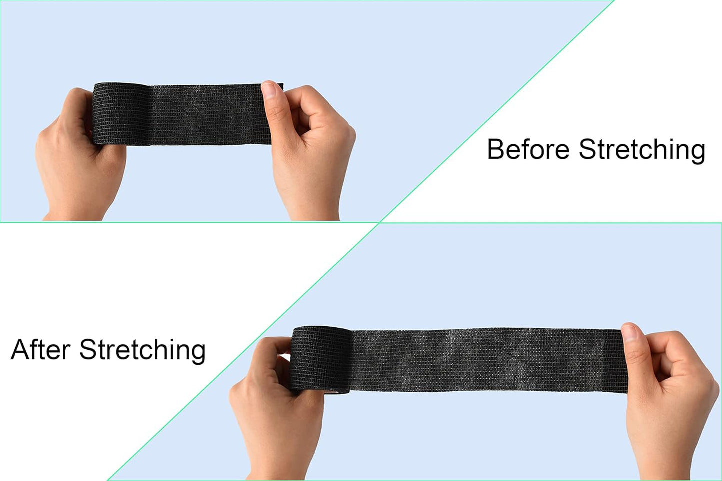 10 Pack Self Adherent Bandage Wrap Elastic Cohesive Bandage Self Adhesive Tape Vet Wrap Tape 2 Size (8Pack 2'' and 2Pack 1''), Black