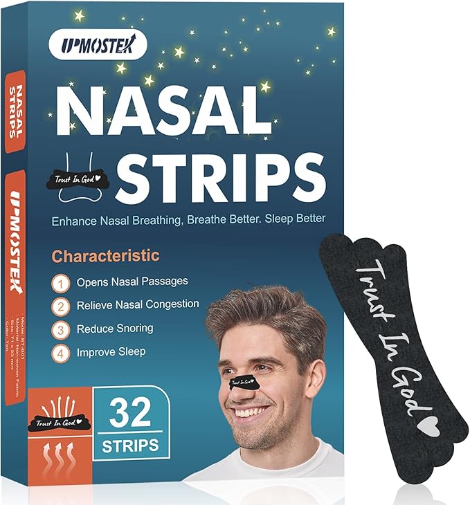 32Pcs Nasal Strips for Snoring - Extra Strength Nose Strips for Breathing - Nose Tape for Sport, Work and Sleep - Anti Snoring Strips Help Stop Snoring and Nasal Congestion Relief