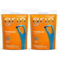 GRIN Tongue Cleaner, 32 Count, Disposable Tongue Cleaner, Hygienic Scraper, Recycled Plastic, Clean Tongue, Promote Fresh Breath, Includes Safe Fold- Back Tooth Pick (Pack of 2)