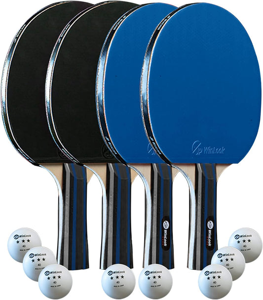 JP WinLook Ping Pong Paddles Sets - Portable Table Tennis Paddle Set with Ping Pong Paddles Professional Case & Ping Pong Balls - Premium Table Tennis Racket Player Set for Indoor & Outdoor Games