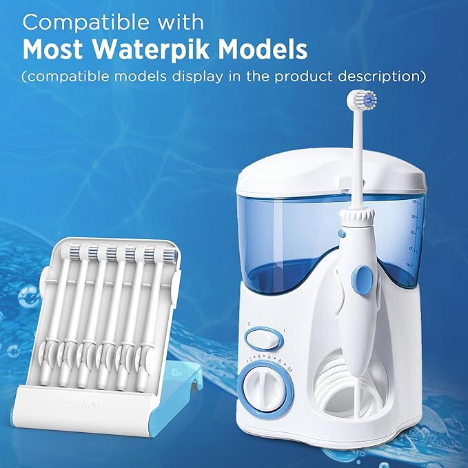 Replacement Tips for Waterpik Water Flosser (6 Brush Head Tips & Storage Case Bundle)