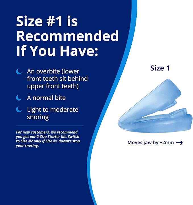 ZQuiet, Anti-Snoring Mouthpiece, Comfort Size #1, Single Refill, Blue, Made in USA, BPA-Free, Medical-Grade Material