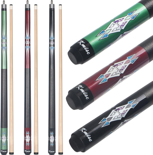 Kmise Pool Cue Stick Set - 58 Inch Pool Cues, 18~21Oz Canadian Maple Professional Billiard Cues Sticks, Pool Sticks for Adults, Multiple Colors, Pool Stick for Bar House Pool Tables Sports