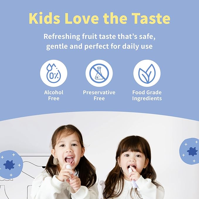 Mouth Spray for Kids, Toddler Toothpaste Helper, Fluoride Free Baby Toothpaste Cavity Protection, Oral Care with Natural P113+ Antibacterial Peptide - for Newborns to Age 12 (Blueberry)