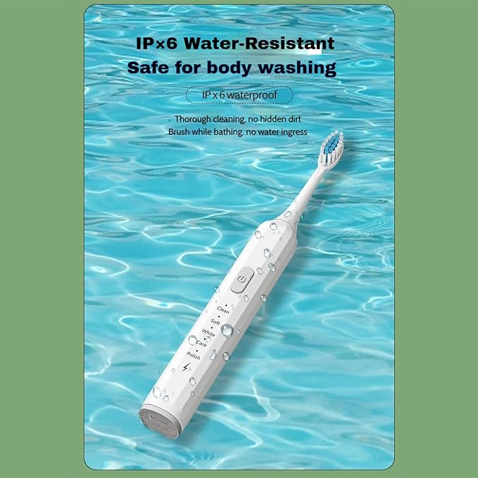 Electric Toothbrush for Adults, 5 Modes USB Rechargeable with 2 Extra Brush Heads, 66000 RPM Sonic Toothbrush with 2-Minute Timer, IPX7 Waterproof, Soft Bristles (White)