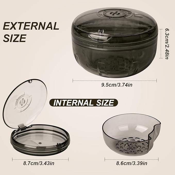 Retainer Cleaner Case,Double Layer No-Leak Denture Cup for Soaking Dentures, Denture Bath for Invisalign Aligner,Retainers,Mouth Guard,Night Guard (Black)