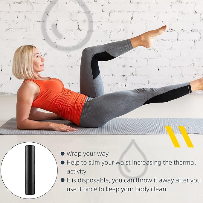 60 Meters Black Osmotic Plastic Body Wrap, Workout and Sweat Enhancer Stomach Wrap Body Wrap Film Applicator Power Wrap(1 Roll)