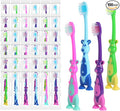 100 Pack Kids Toothbrush Bulk Soft Bristles Toddler Cute Toothbrush with Suction Cup, Includes Travel Covers, Individually Wrapped Toothbrushes for Kid Home School Daycare Camp (Kangaroo)