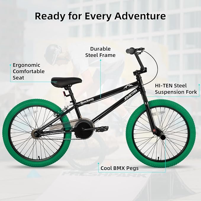 JOYSTAR Brockway Freestyle Kids BMX Bikes 20" 24" Kids Bicycles for 6-14 Years Old Boys Girls and Beginner-Level Riders 2 Pegs Multiple Colors