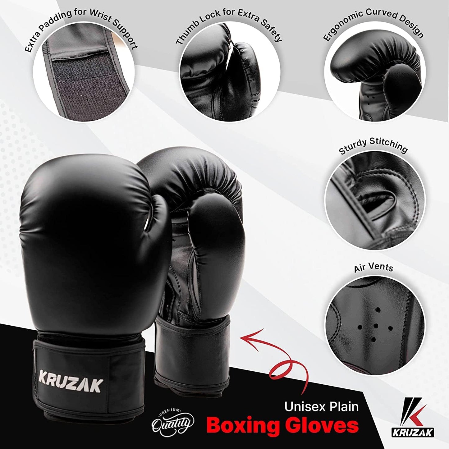 Kruzak Plain Kids Focus Mitts and Boxing Gloves Set for Kickboxing and Muay Thai MMA Training - Unisex Kit with Punching Pads for Martial Arts and Karate
