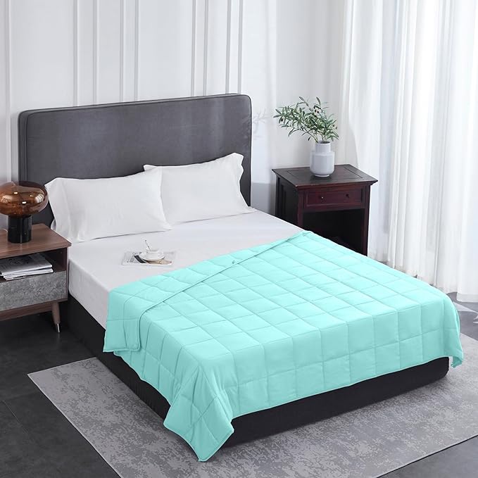 L'AGRATY Weighted Blanket - 48"x72" 15lbs Cooling Breathable Heavy Blanket with Glass Beads for Adult All-Season