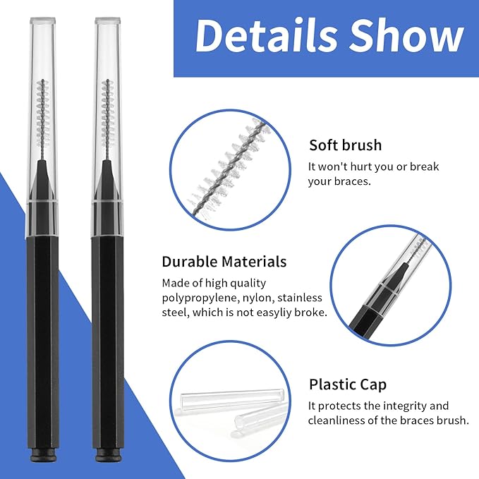 Interdental Brush, 100Pcs Soft Braces Brush Set, 40Pcs Tooth Flossing Head for Oral Hygiene Tooth Cleaning with 60pcs Disposable Braces Flossers Tooth Cleaning Tool (Stylish Colors,Multiple Sizes)
