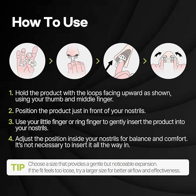 FingerAir Nasal Dilator for Snoring and Breathing, Anti Snoring Devices, Snore Stopper Silicone Anti Snore, Reusable, Comfortable (4pcs Multi-Size Pack: S, M, L, XL)