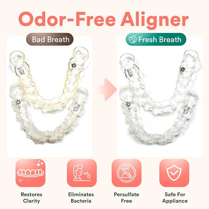 Weiss Naturals Retainer Cleaning Tablets, Invisalign Cleaner, Remove Stains, Odors & Plaque, FSA & HSA Eligible, Night Guard Cleaner PERSULFATE & DYE-FREE 1-Month Supply, Denture Cleaners, 30 Tablets