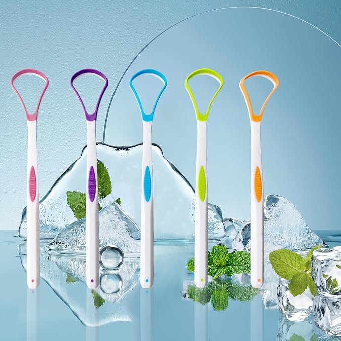 5 Pieces Tongue Scraper Cleaner for Adult & Kids, Colorful Plastic Tongue Brush Oral Care Scrapers Kits for Fresh Breath Mouth Health Cleaning Accessory