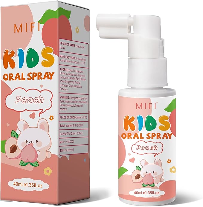 PEGO Kids Oral Spray - Fresh Breath for Children & Toddlers, Fruit-Flavored Oral Care Spray, Easy to Use, Perfect for Home & Travel for Baby's Daily Oral Care (1Pack, Peach)