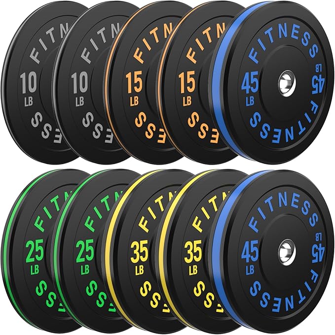 2 Inch Bumper Plates，10-500lbs，Barbell Rubber Olympic Weight Plates Set for Home Gym, Strength Training & Weight Lifting, Multiple Options Colors