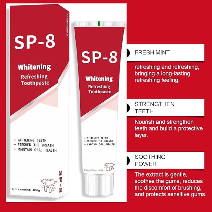 2Pcs SP8 Toothpaste,SP-8 Probiotic Whitening Toothpaste，Ultra Whitening,Provides Total Protection for Gums