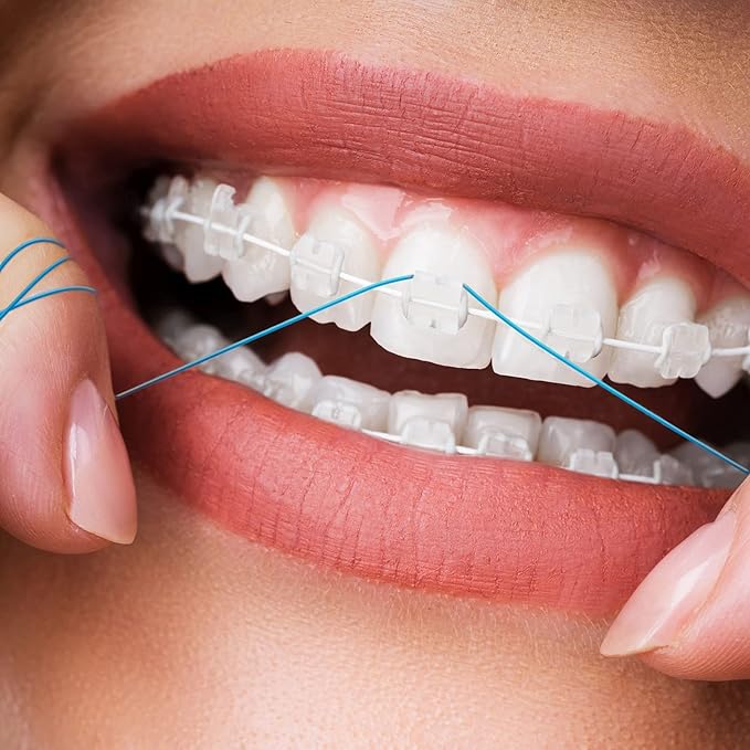 1000 Pcs Dental Floss Threaders Deep Clean Floss for Braces, Bridges, and Implants, Multifunctional Nylon Loop Design for Your Teeth, Pack of 20(Blue)