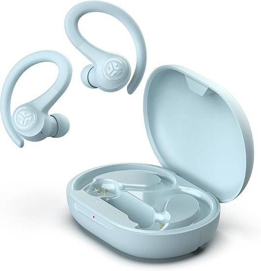 JLab Go Sport+ Wireless Workout Earbuds Featuring C3 Clear Calling, Secure Earhook Sport Design, 35+ Hour Bluetooth Playtime, and 3 EQ Sound Settings (Light Blue)