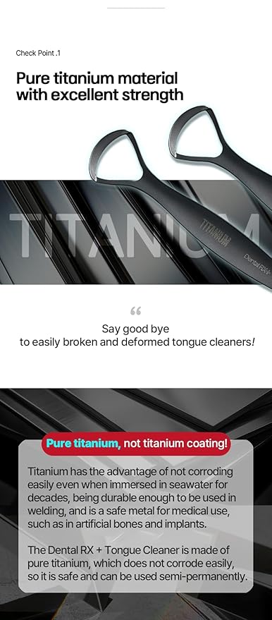 Pure Titanium Tongue Scrapers For Adults and Kids (2 Pack, Different Size), Titanium Tongue Cleaners, Prevent and Reduce Bad Breath
