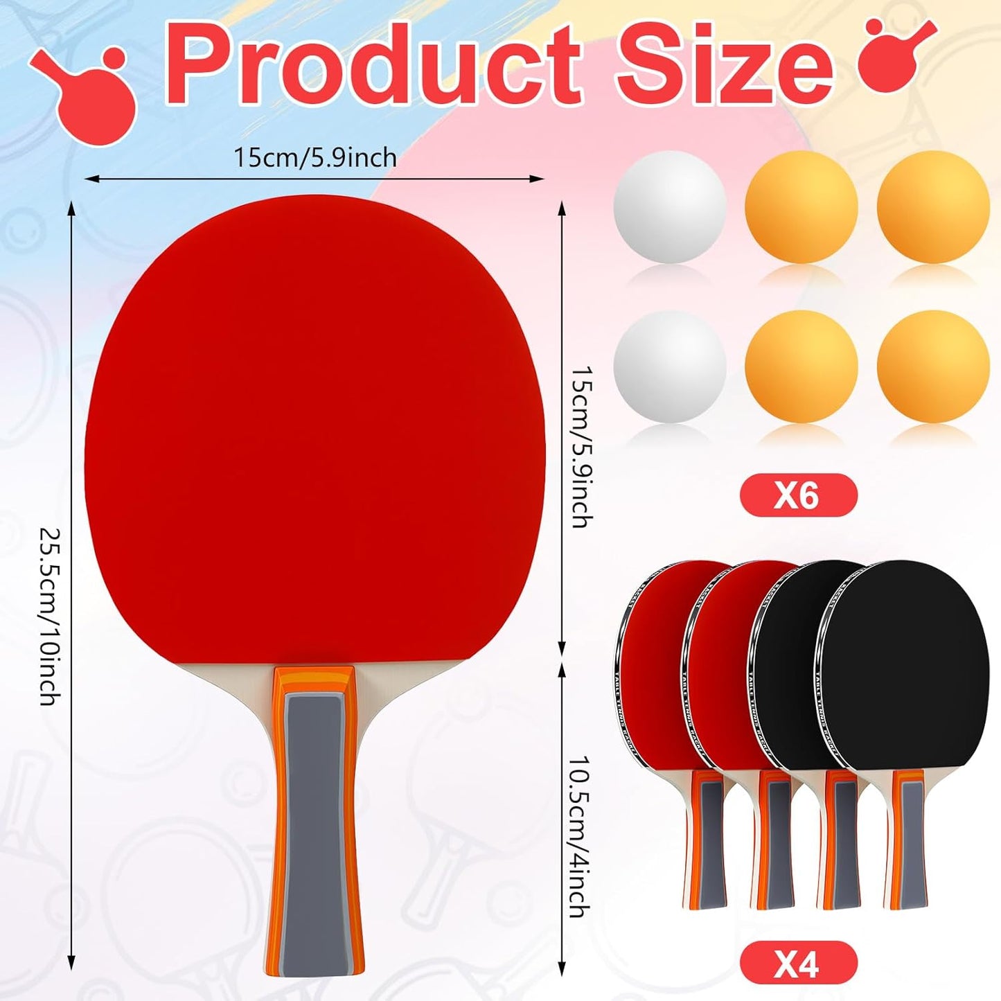 Liliful Table Tennis Rackets Set with Table Tennis Balls and Storage Bags for Indoor Outdoor Games