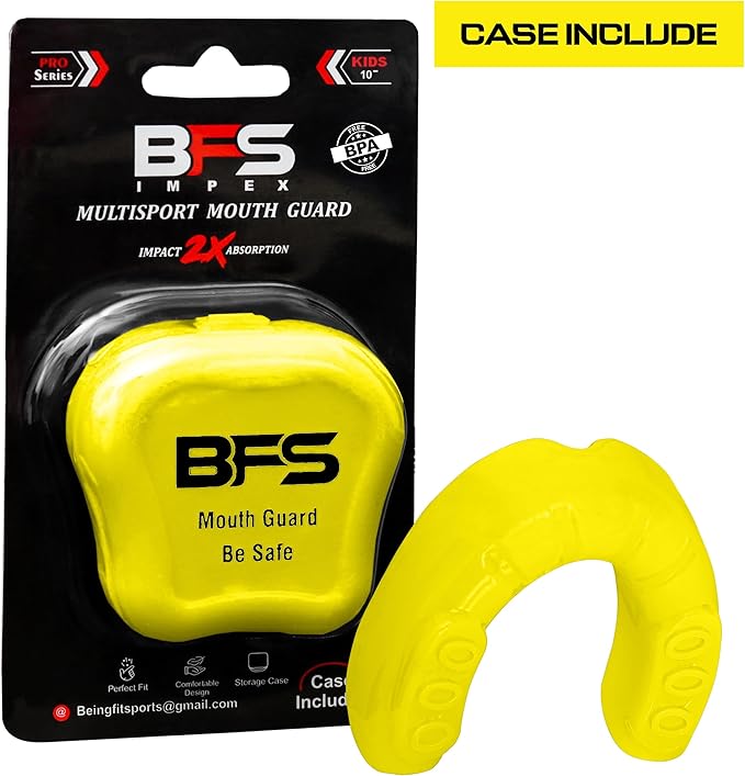 Sports Mouth Guard for Kids,Youth,Boys,Girls,Child Teen Mouthguard with Case (BPA Free) for Boxing, Martial Arts,MMA Karate,Lacrosse,Football,Soccer and All Contact Sports (Yellow)