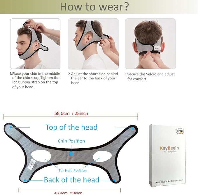 Chin Strap for Sleeping, 2 Pack Breathable Cpap Chin Strap to Keep Mouth Closed While Sleeping