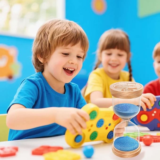 1 Minute Sand Timer, Wooden Hourglass Sand Clock, Small Beech Wood Blue 1 Min Hour Glass, One Minutes Sandglass for Brushing Teeth, Reloj De Arena, Classroom, Game, Kitchen, Home, Office