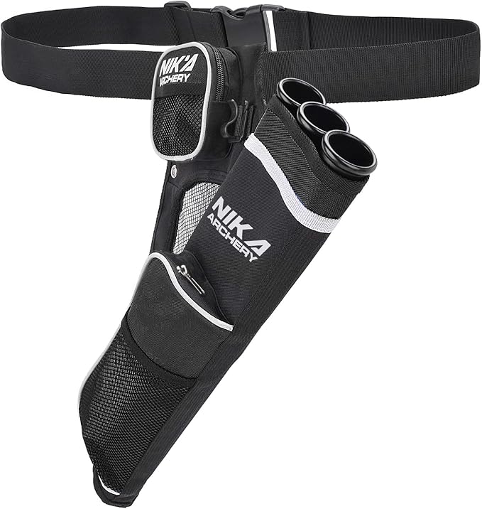 Archery Arrow Quiver Holder, 3-Tubes Hip Quiver Arrow Bag with Adjustable Belt for Youth & Adults Arrows Hunting Target Practicing