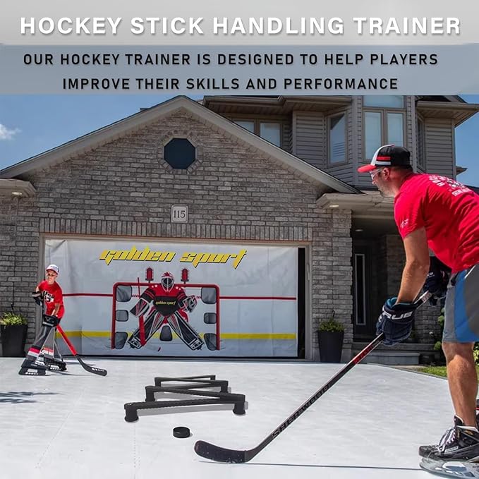 Lightweight Hockey Stick Handling Training Equipment for Enhanced Handling, for Puck Control - Solid, Portable, Durable and Multi-Angle Adjustable, Black
