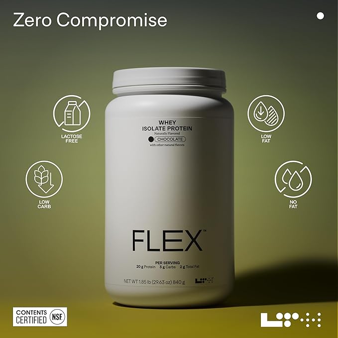 LTH Flex Whey Protein Isolate - Trusted by Life Time Fitness Members - Lactose-Free Protein Powder - for Post-Workout Recovery - Low Fat, No Sugar & Low Carb - Chocolate, 30 Servings