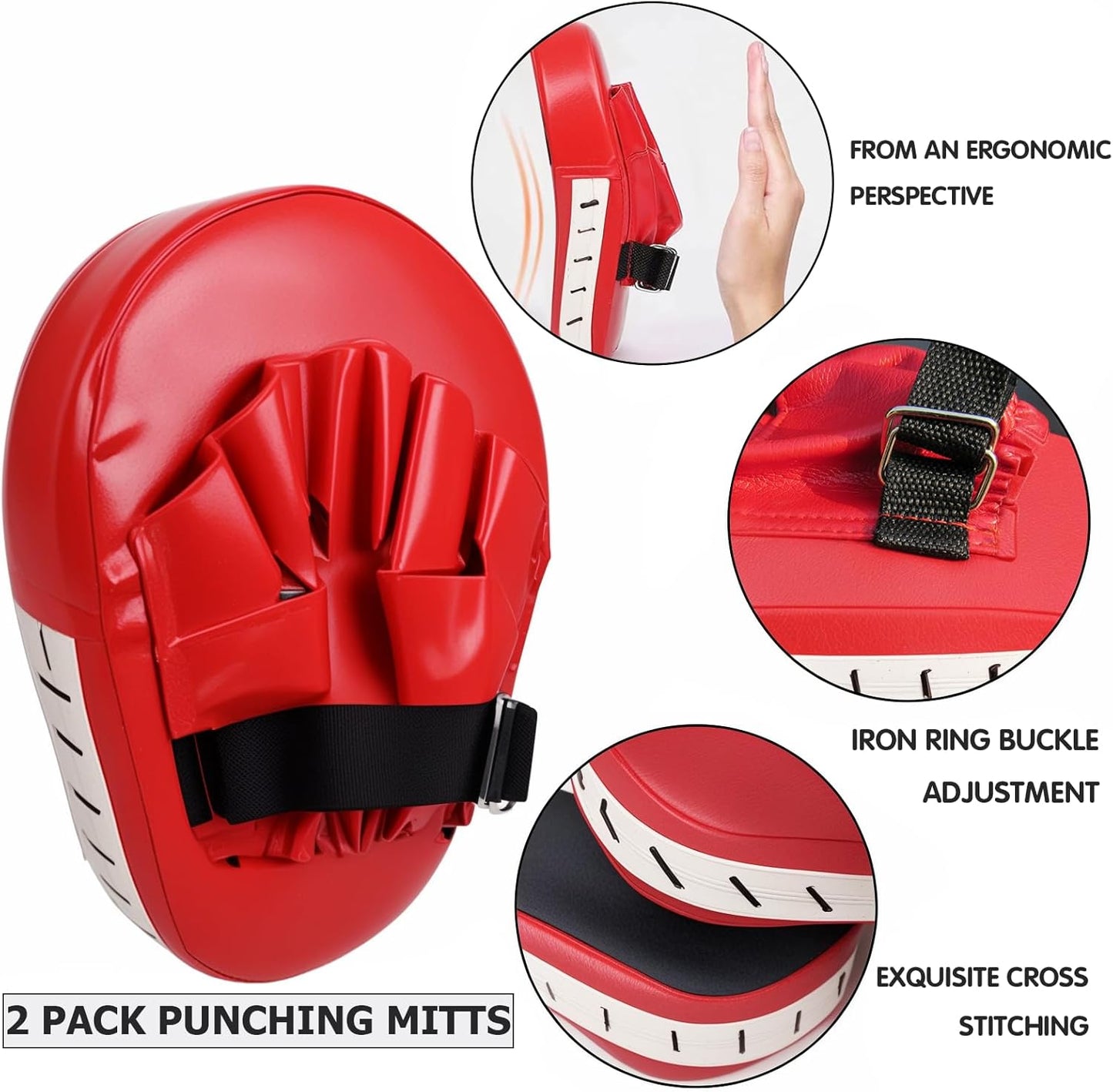 2-in-1 Punching Mitts Kick Pack Set, Boxing Mitts Focus Pads, Taewondo Kick Pad, Curved Boxing Gloves Adjustable Strike Shield, Martial Arts Training Equipment for Kickboxing, Karate, Muay Thai, MMA