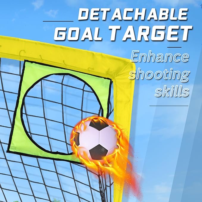 Kids Soccer Goal for Backyard, 6x4 9x5 FT Portable Soccer Nets Pop Up with Ball, Agility Ladder, Cones, Target & Carry Bag for Toddler Youth Outdoor Indoor Training Practice Sports Games Play