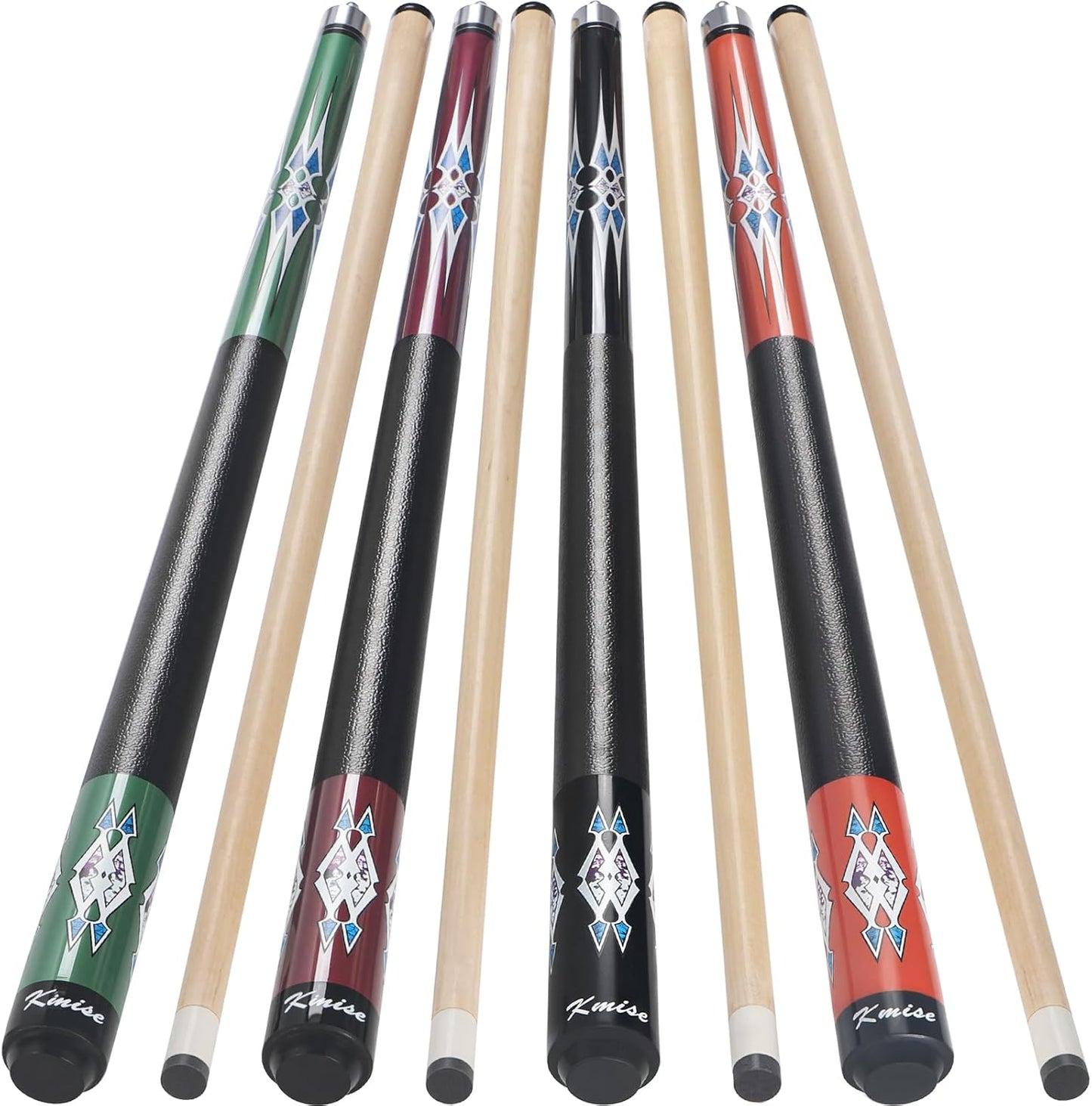 Kmise Pool Cue Stick Set - 58 Inch Pool Cues, 18~21Oz Canadian Maple Professional Billiard Cues Sticks, Pool Sticks for Adults, Multiple Colors, Pool Stick for Bar House Pool Tables Sports