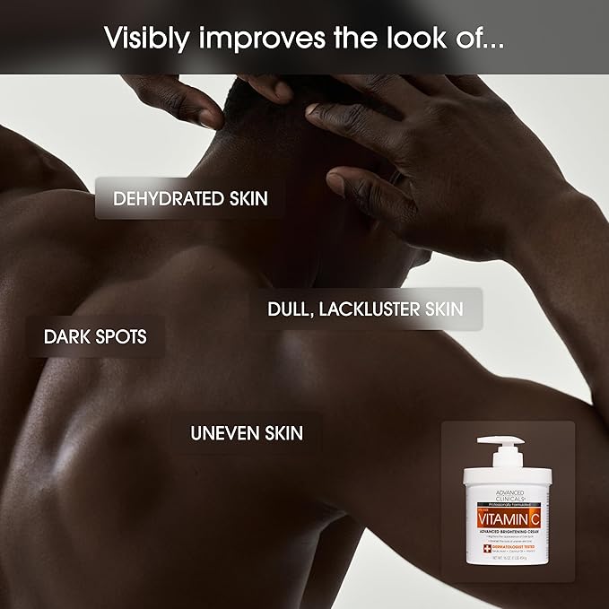 Advanced Clinicals Vitamin C Cream + Vitamin C Serum 2PC Skincare Set | Brightening Body Lotion & Facial Serum For Women & Men Helps Diminish Appearance Of Dark Spots, Wrinkles, & Uneven Skin Tone