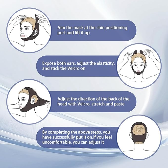 Chin Strap for Sleeping - Effectively Reduce Snoring, Breathing Aid for Snoring，Chin Strap for Users to Keep Mouth Closed, Anti Snore Chin Strap with Adjustable & Breathable Fabric.(2Pack Black/M)