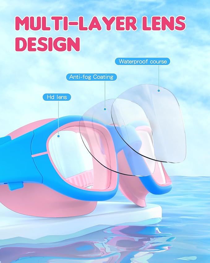 Kids Swim Goggles,Swimming Goggles for Kids 6-14, Anti-Fog UV Protection Pool Glasses for Boys Girls