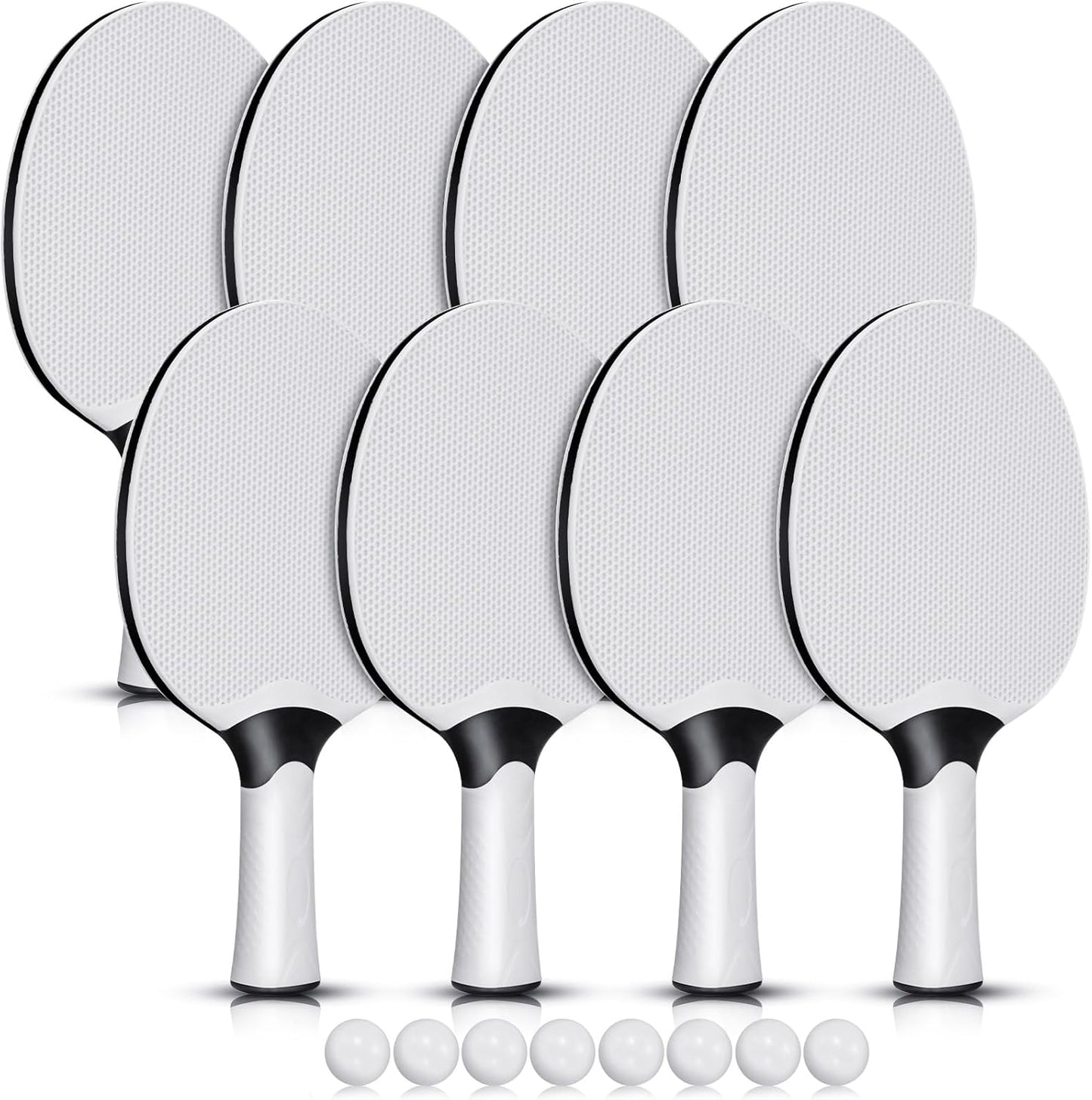 Junkin 8 Pieces Table Tennis Paddles Kit Professional Rackets Set Portable Composite Rubber Table Tennis Racquets with 8 Balls for Indoor and Outdoor