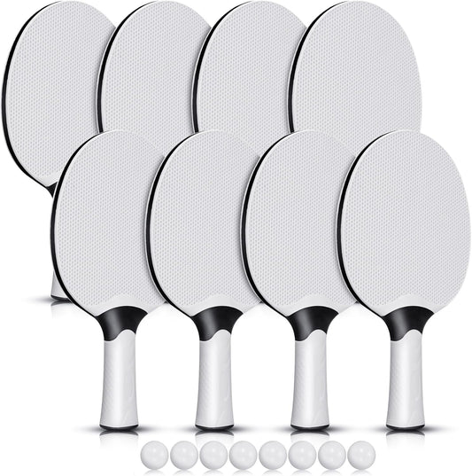 Junkin 8 Pieces Table Tennis Paddles Kit Professional Rackets Set Portable Composite Rubber Table Tennis Racquets with 8 Balls for Indoor and Outdoor