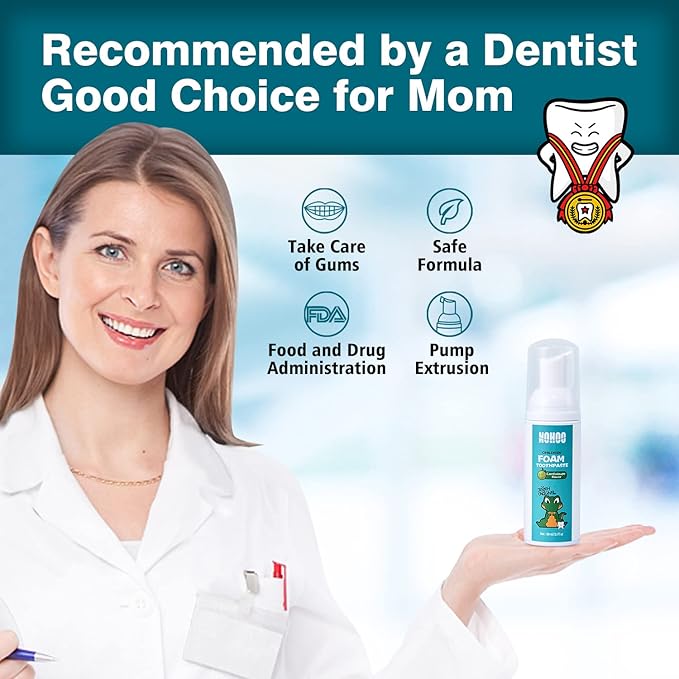 NOHOO Fluoride Free Foam Toothpaste Kids Cantaloupe,Natural Training Toothpaste for Baby Toddler Children Oral Cleaning and Cavity Protection(2 Pack