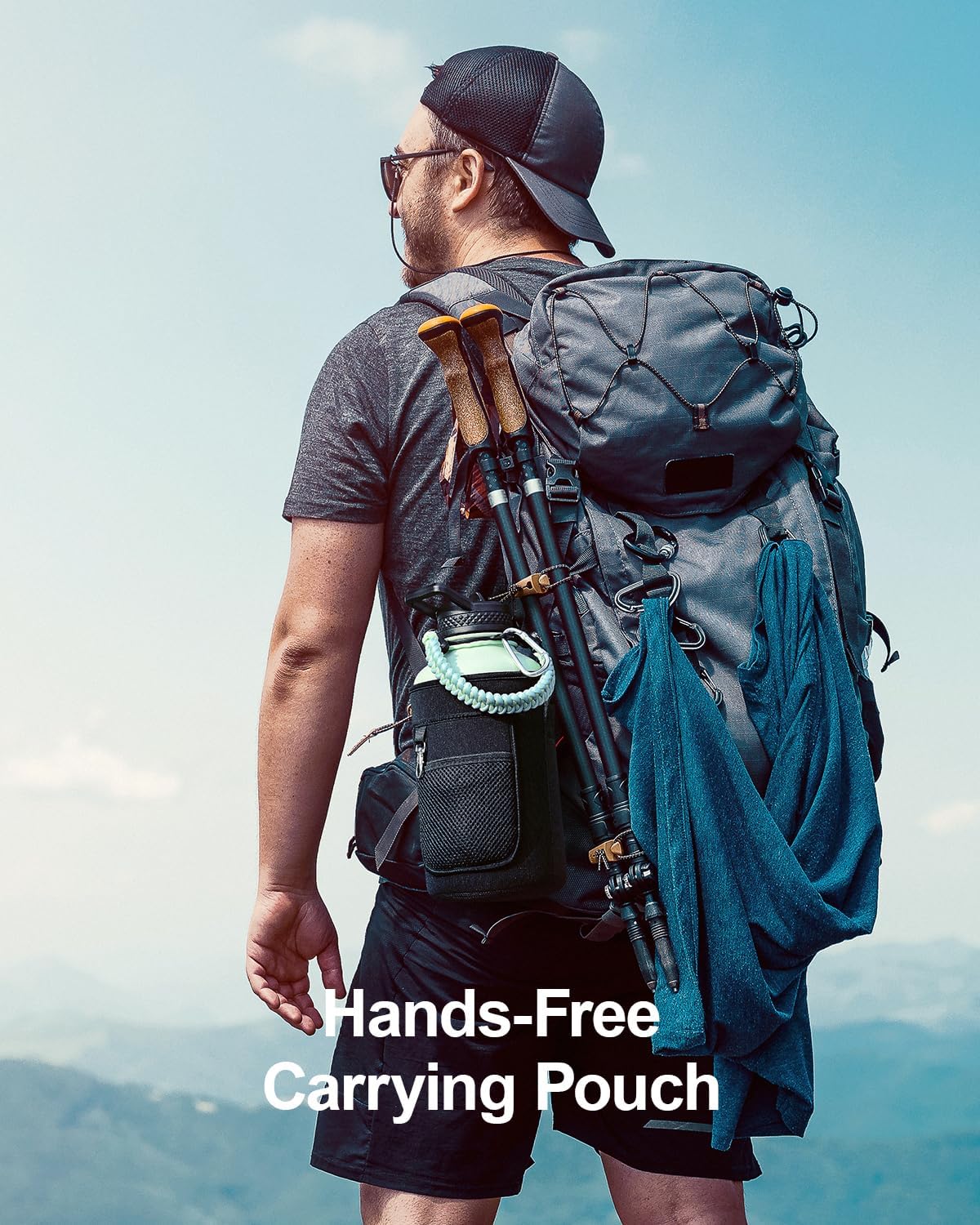 Insulated Water Bottle 64oz,Half Gallon Water Flask Stainless Steel Vacuum, Cold for 48 Hrs,BPA-Free & Leakproof -with Paracord Handle, Strap,Straw Spout Lids,Large Jug for Gym Sports,Green