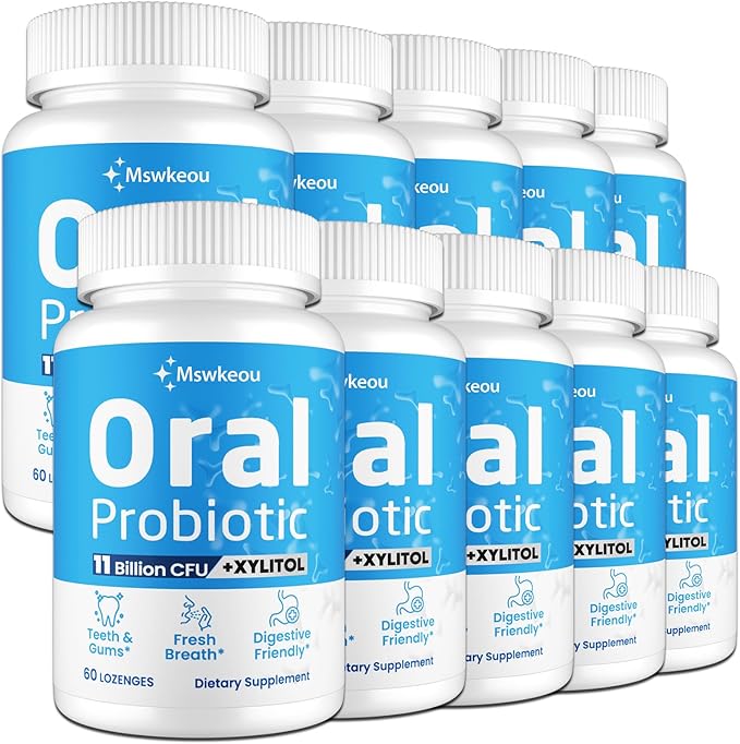 Oral Probiotics for Mouth Bad Breath for Adults 11 Billion CFU, Best Breath Oral Dental Probiotics for Teeth & Gums, Fresh Breath, Halitosis & Gut Health, 10 Packs