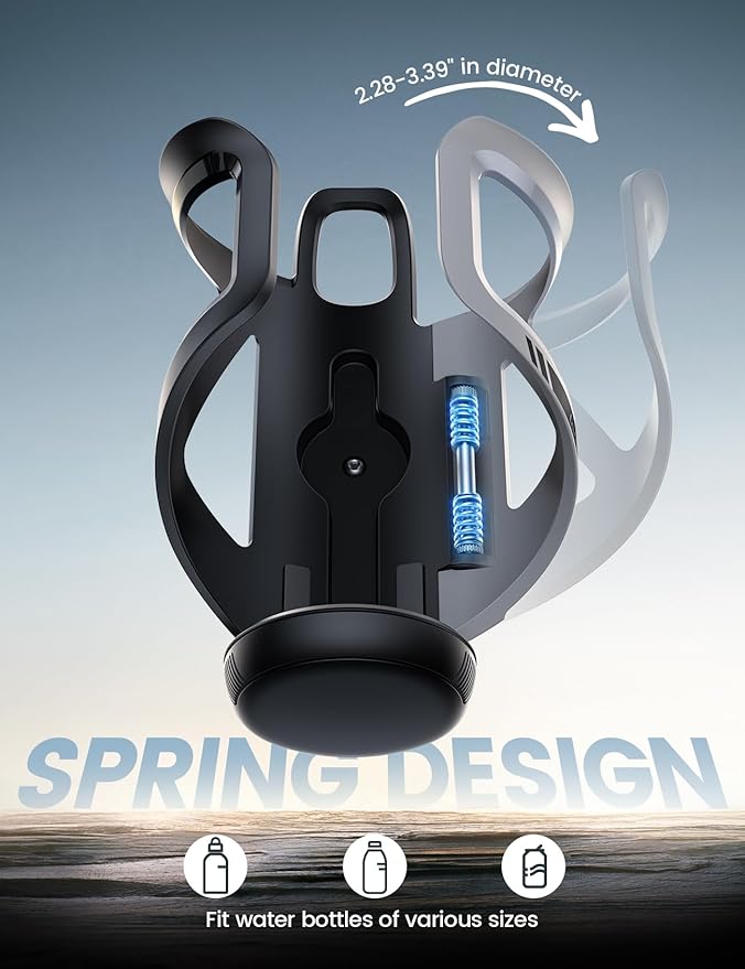 Lamicall Bike Water Bottle Holder - [Tracker Storage] [for Handlebar & Frame] Bike Cup Holder, Bicycle Drink Cage, Cycling Bike Water Bottle Cage with Screws Tool, for 2.28-3.39" Diameter Bottles