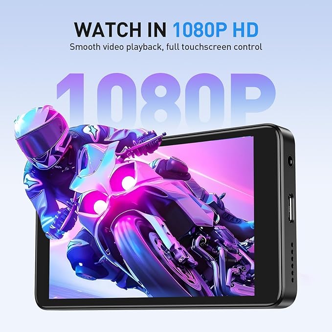 AGPTEK 96GB MP3 Player with Bluetooth and WiFi, T08X 4'' Android 14 MP4 Music Player with Spotify, Audible, APP Store, Up to 1TB, Black